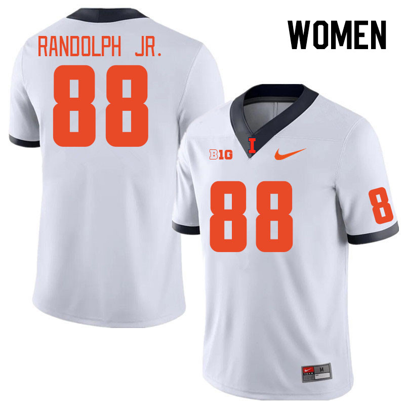 Women #88 Keith Randolph Jr. Illinois Fighting Illini College Football Jerseys Stitched Sale-White